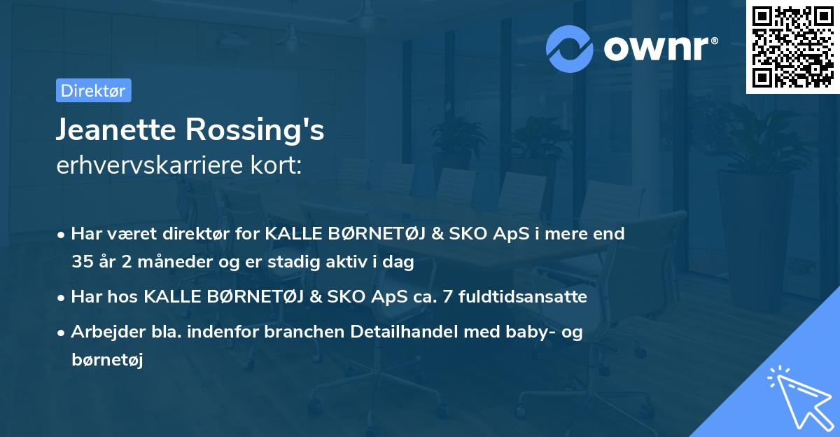 Jeanette Rossing's erhvervskarriere kort