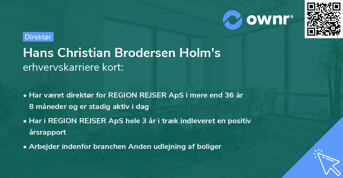 Hans Christian Brodersen Holm's erhvervskarriere kort