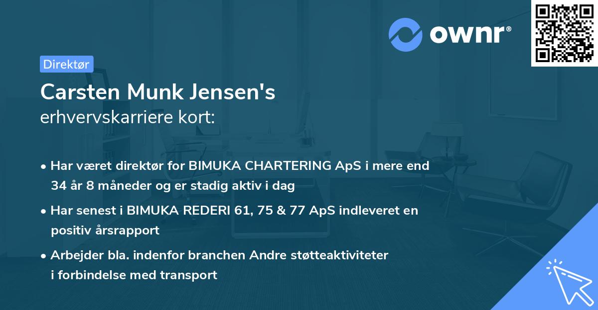 Carsten Munk Jensen's erhvervskarriere kort