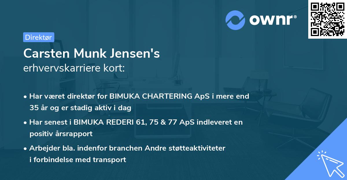 Carsten Munk Jensen's erhvervskarriere kort