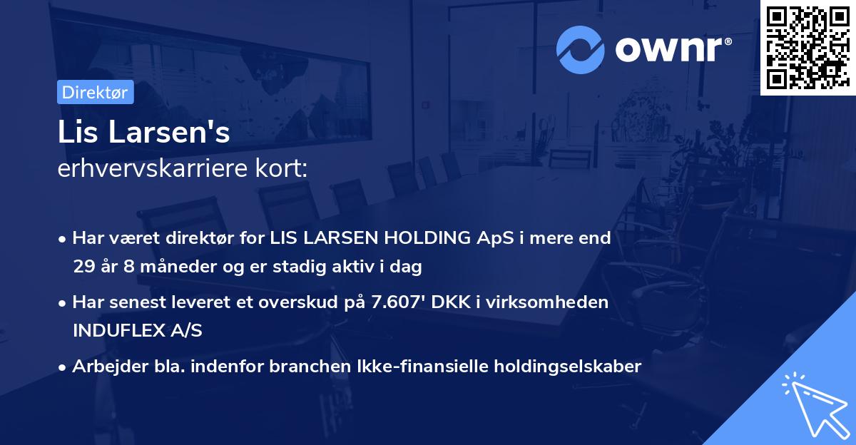 Lis Larsen's erhvervskarriere kort