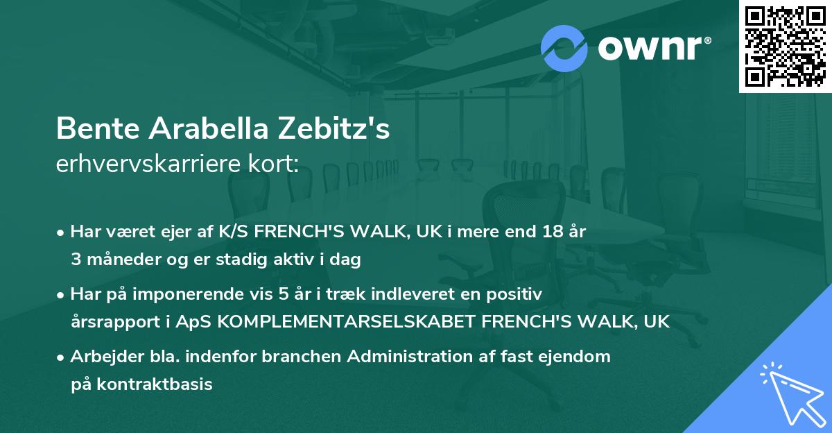 Bente Arabella Zebitz's erhvervskarriere kort