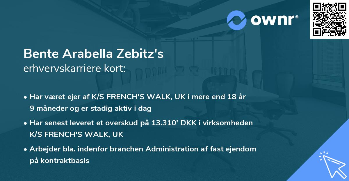 Bente Arabella Zebitz's erhvervskarriere kort