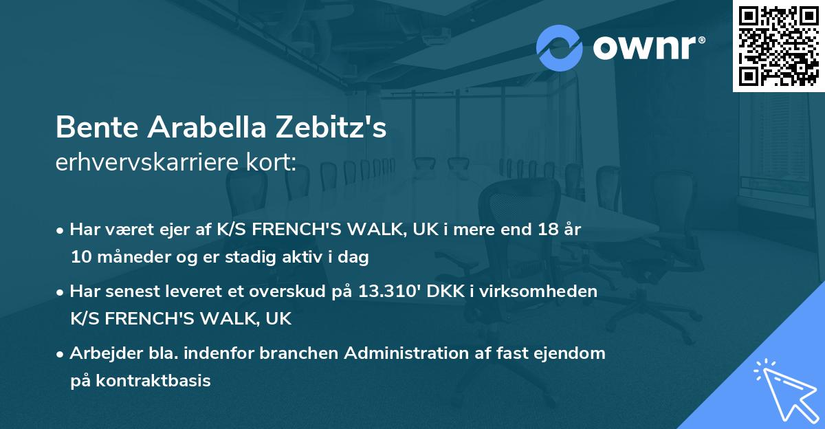 Bente Arabella Zebitz's erhvervskarriere kort
