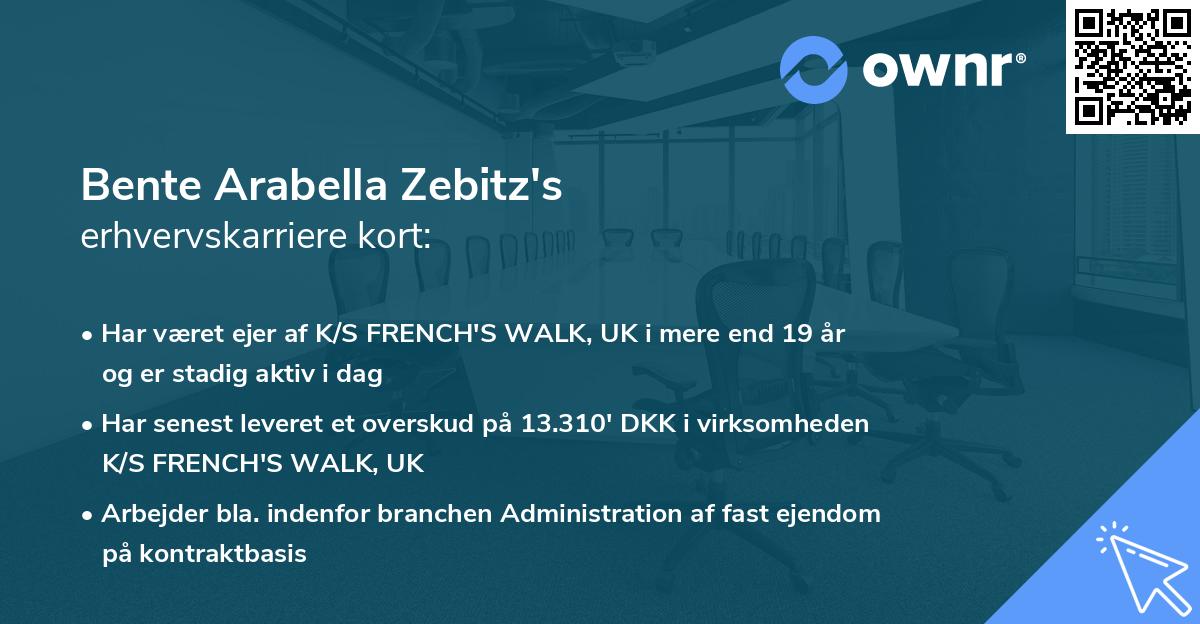 Bente Arabella Zebitz's erhvervskarriere kort
