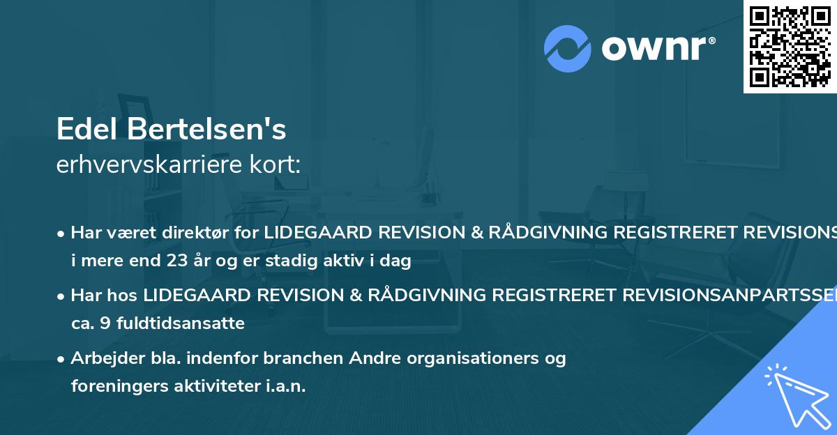 Edel Bertelsen's erhvervskarriere kort