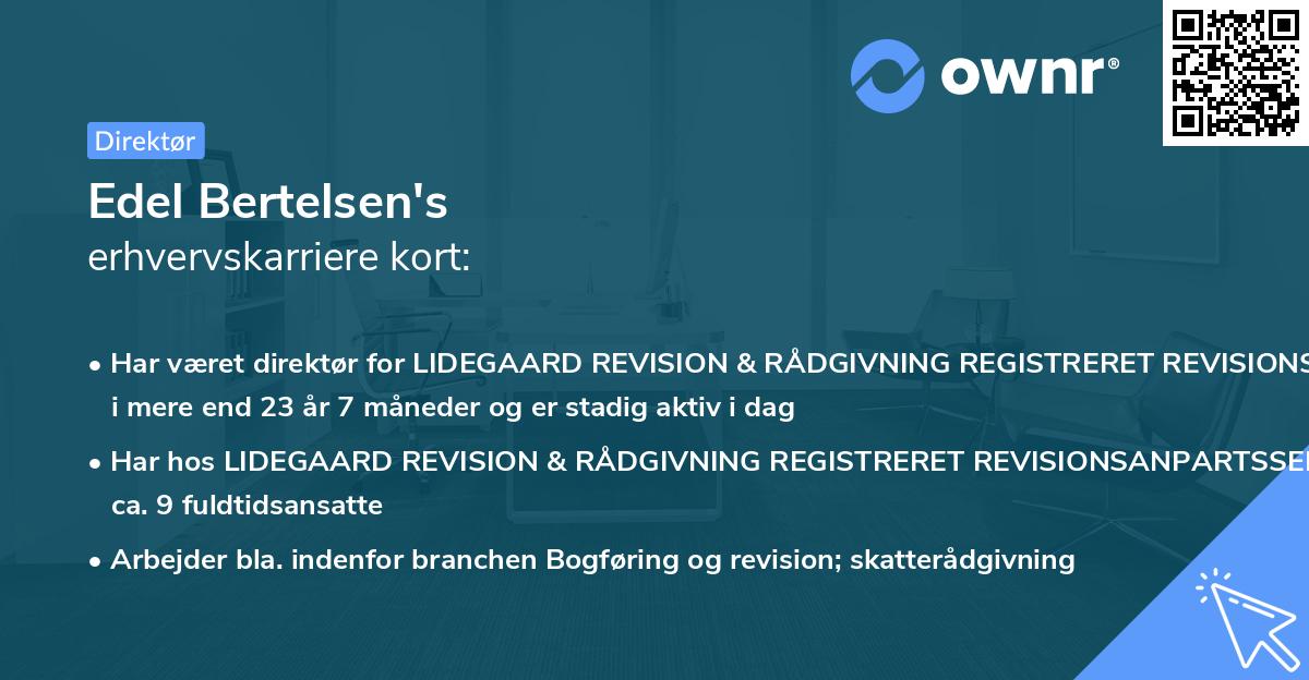 Edel Bertelsen's erhvervskarriere kort