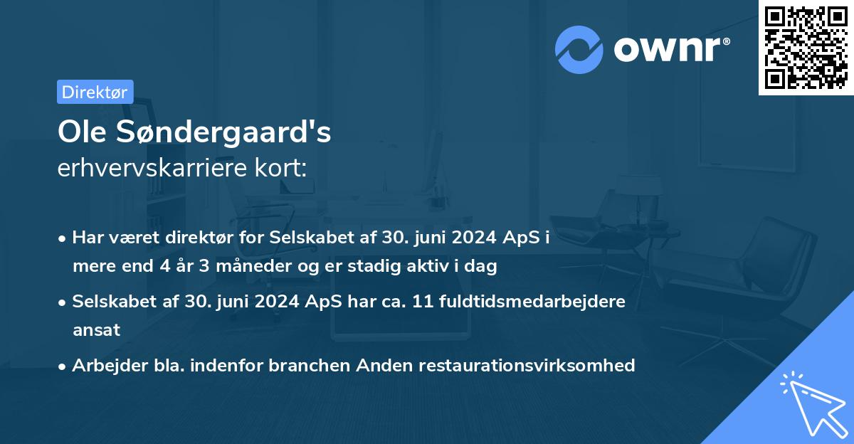 Ole Søndergaard's erhvervskarriere kort