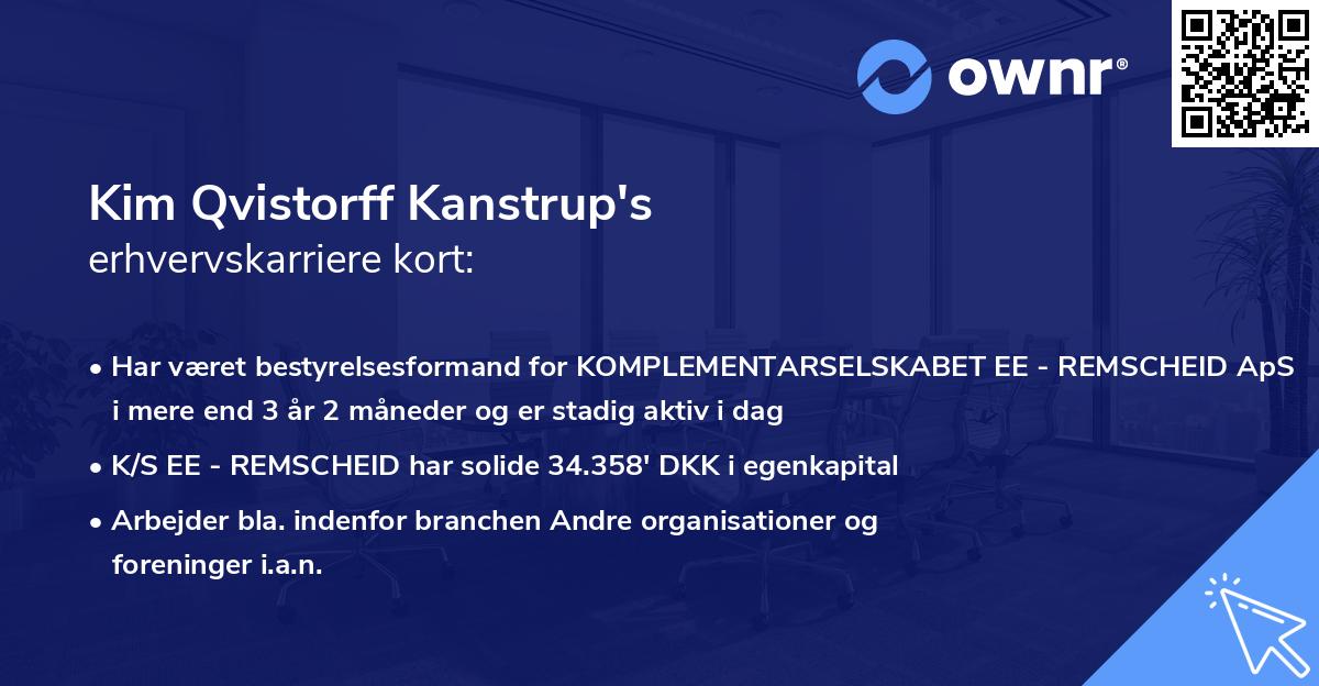Kim Qvistorff Kanstrup's erhvervskarriere kort
