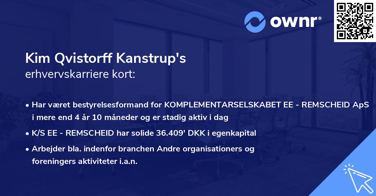 Kim Qvistorff Kanstrup's erhvervskarriere kort