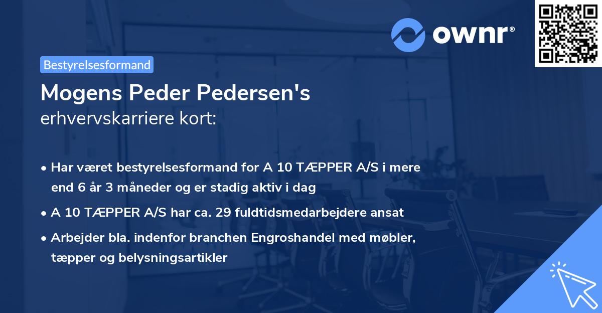 Mogens Peder Pedersen's erhvervskarriere kort