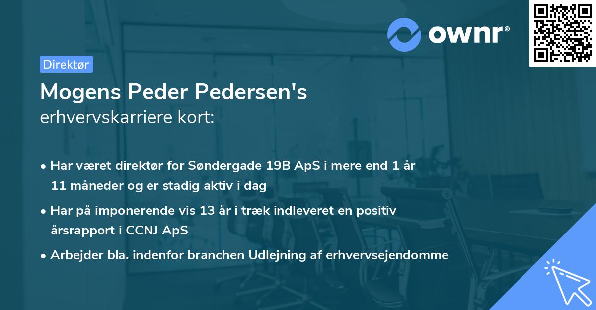 Mogens Peder Pedersen's erhvervskarriere kort