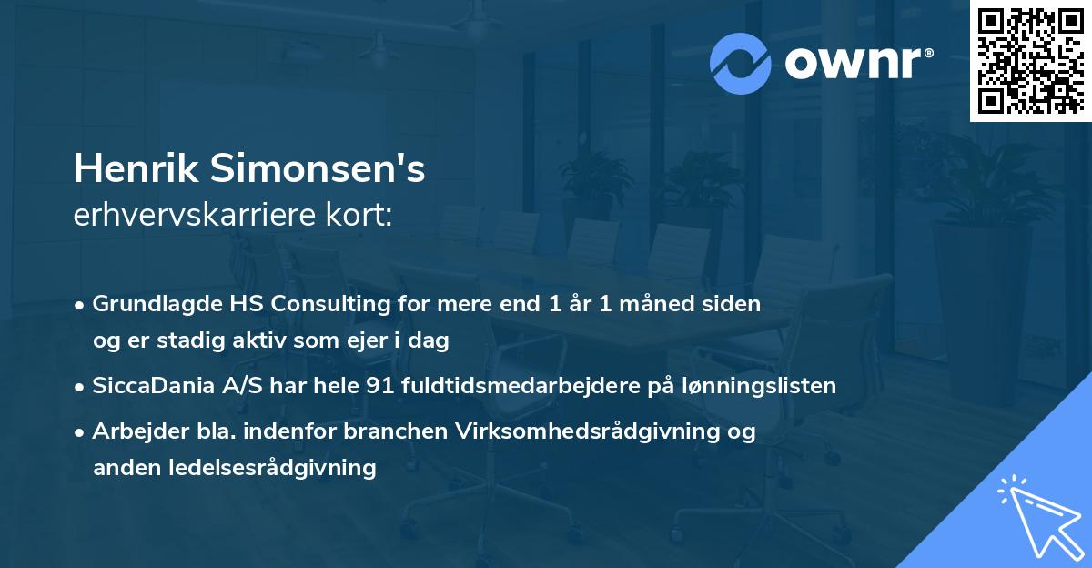 Henrik Simonsen's erhvervskarriere kort
