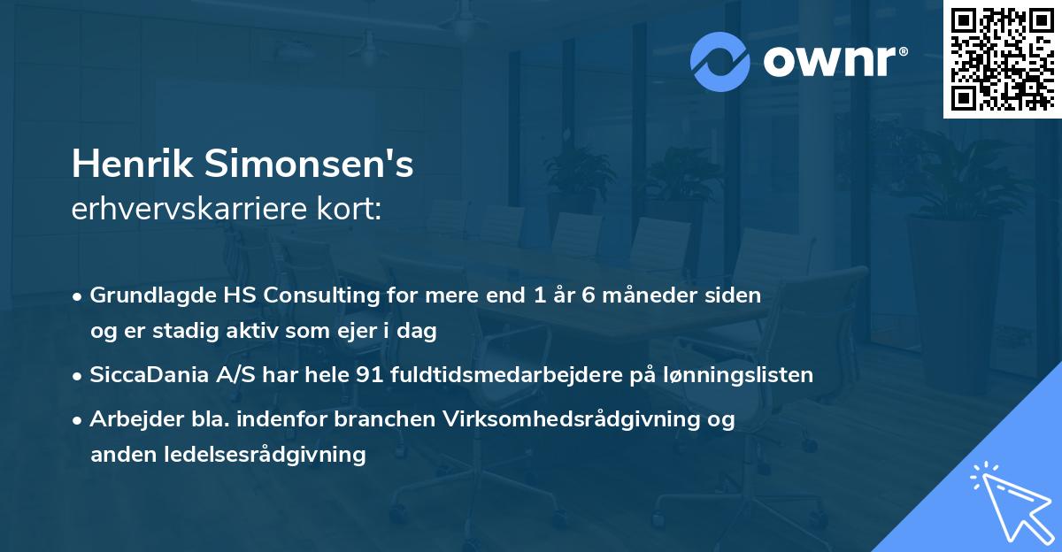 Henrik Simonsen's erhvervskarriere kort