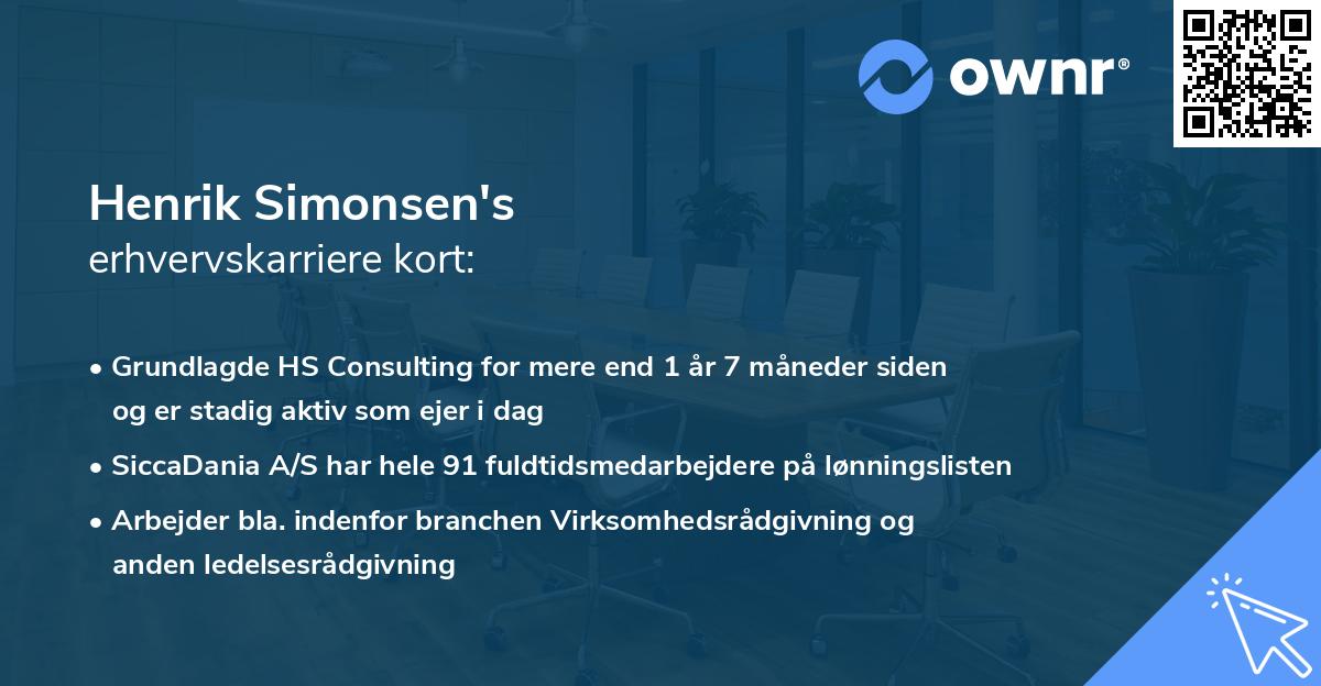 Henrik Simonsen's erhvervskarriere kort
