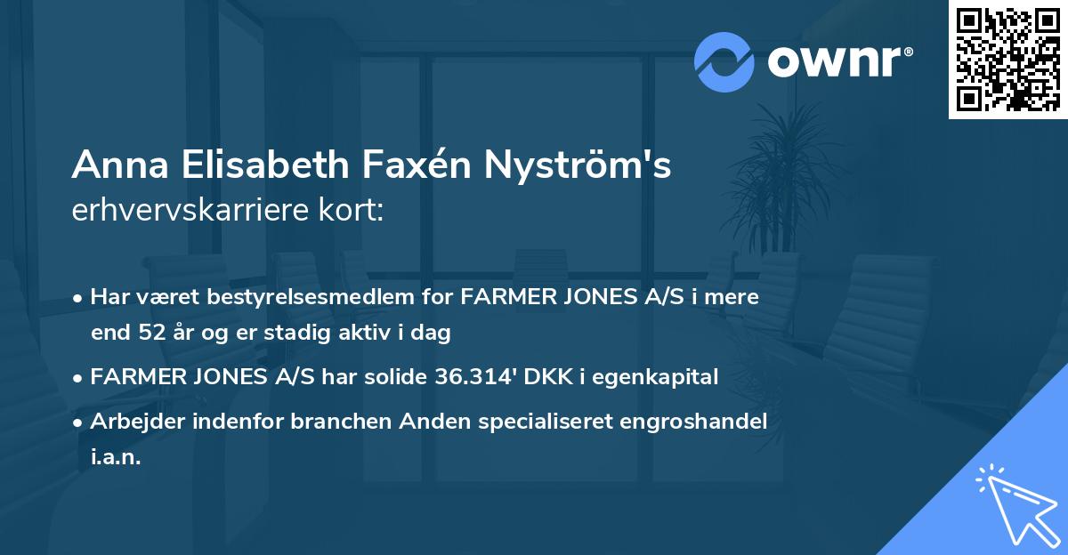 Anna Elisabeth Faxén Nyström's erhvervskarriere kort
