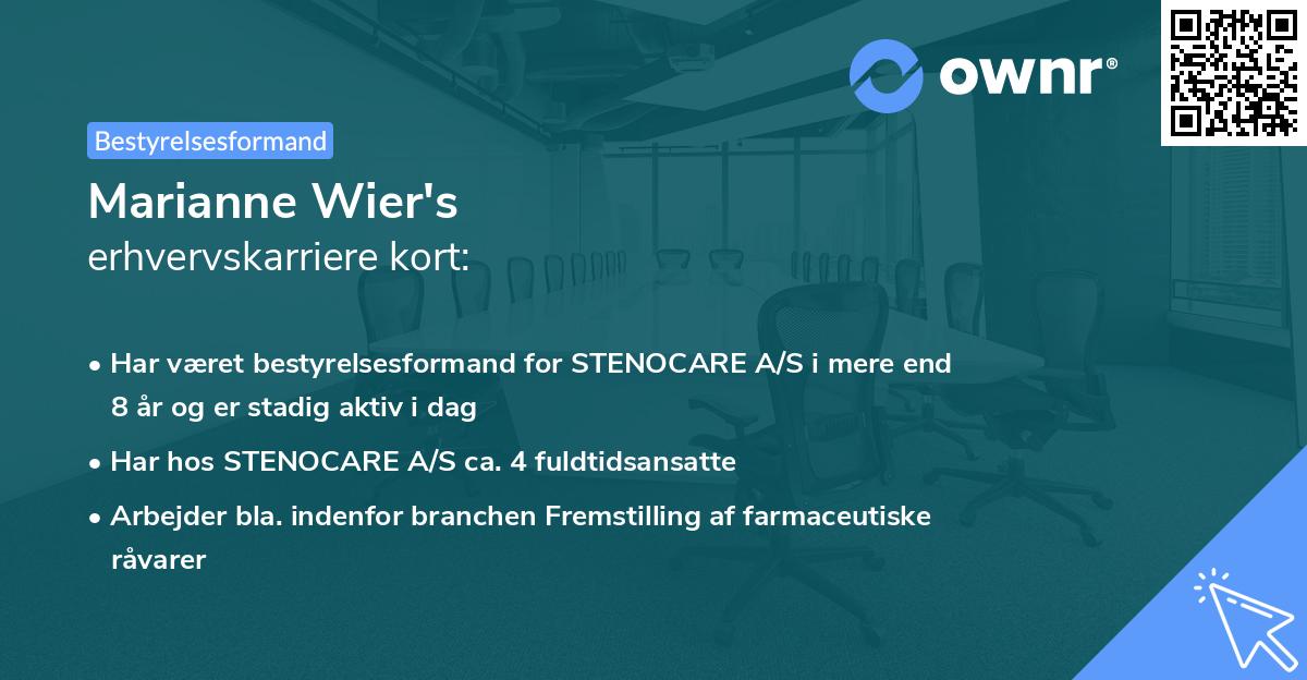 Marianne Wier's erhvervskarriere kort