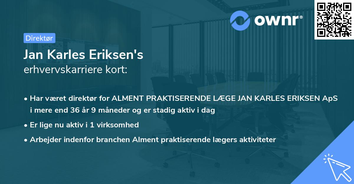 Jan Karles Eriksen's erhvervskarriere kort