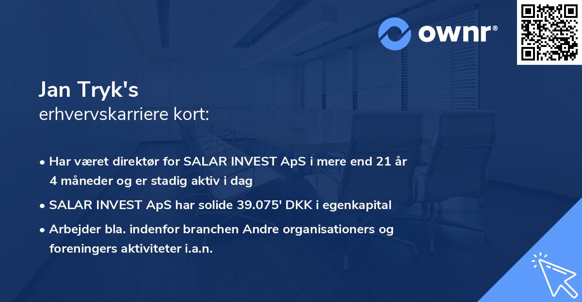Jan Tryk's erhvervskarriere kort