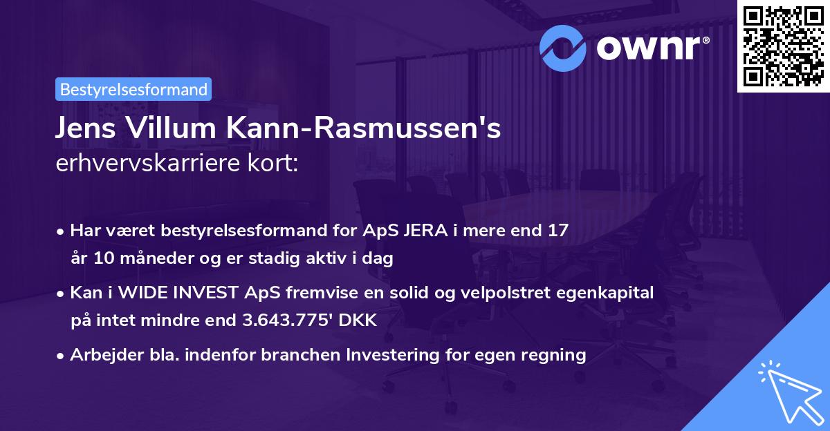 Jens Villum Kann-Rasmussen's erhvervskarriere kort