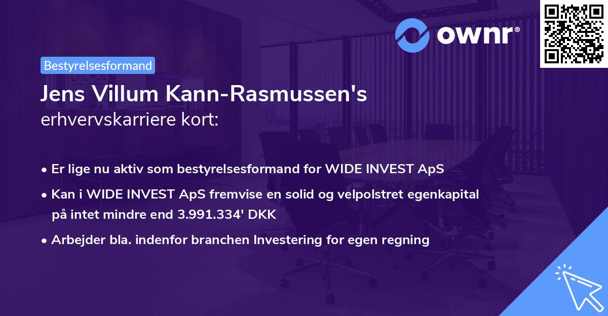 Jens Villum Kann-Rasmussen's erhvervskarriere kort