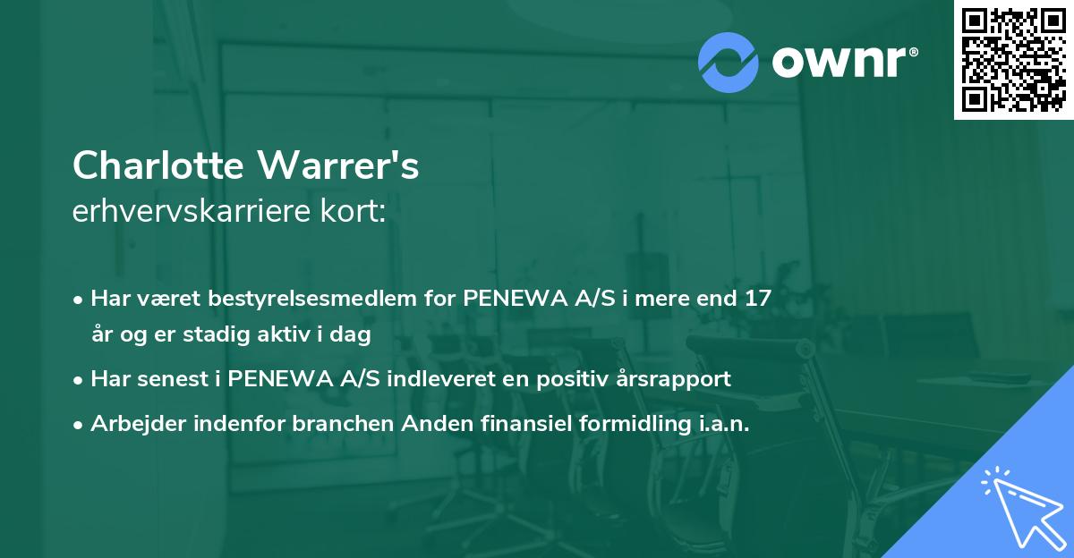Charlotte Warrer's erhvervskarriere kort