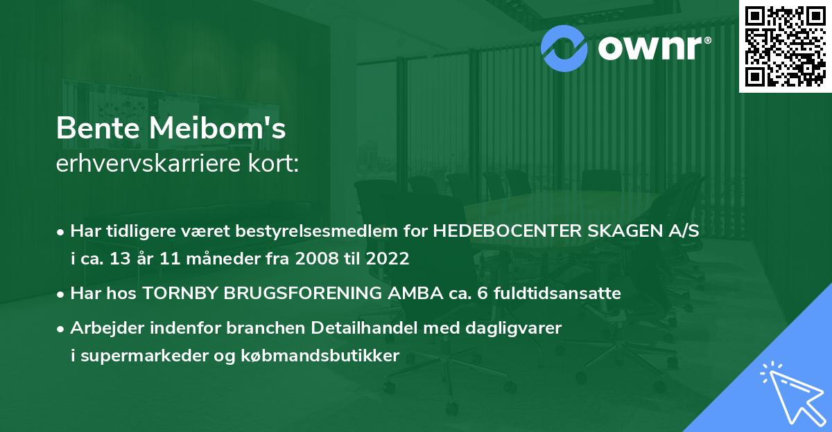 Bente Meibom's erhvervskarriere kort