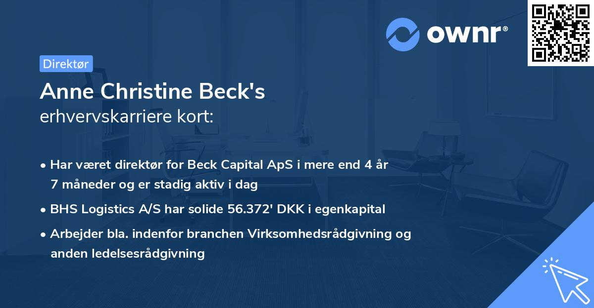 Anne Christine Beck's erhvervskarriere kort