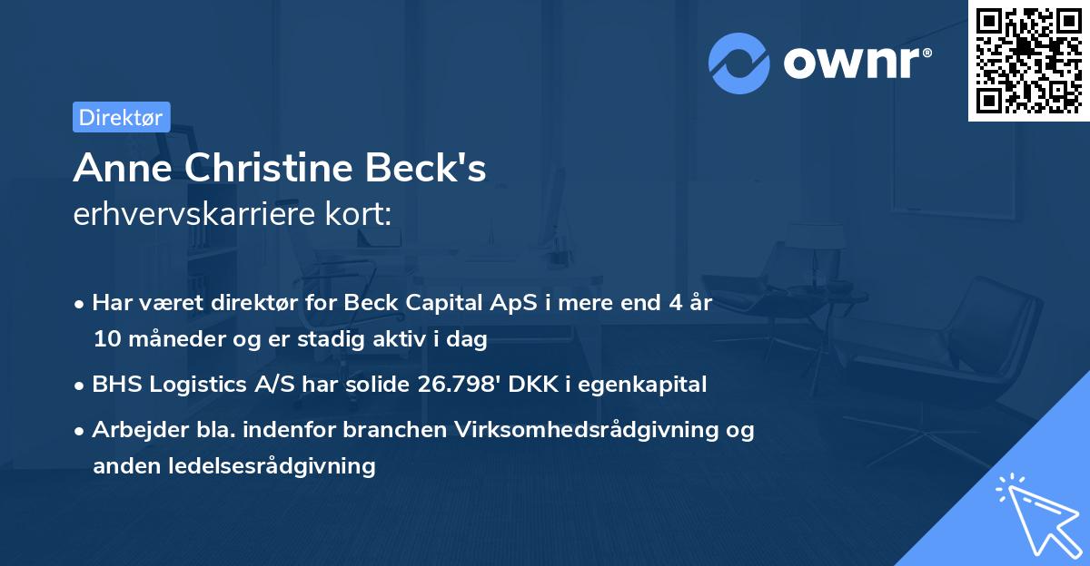 Anne Christine Beck's erhvervskarriere kort