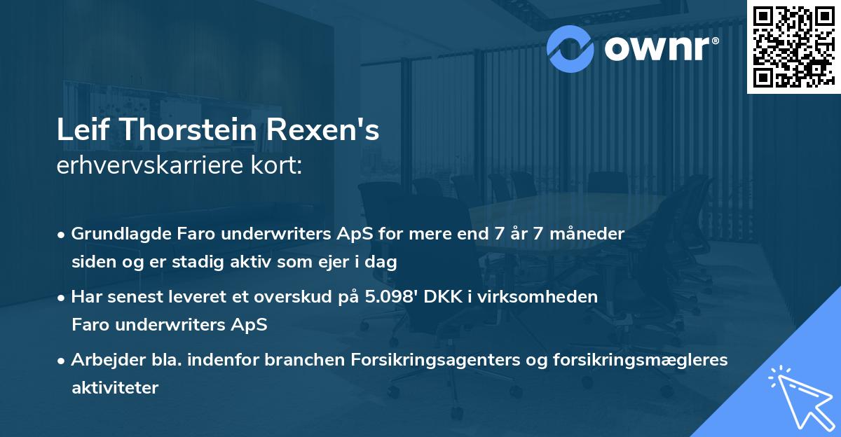 Leif Thorstein Rexen's erhvervskarriere kort