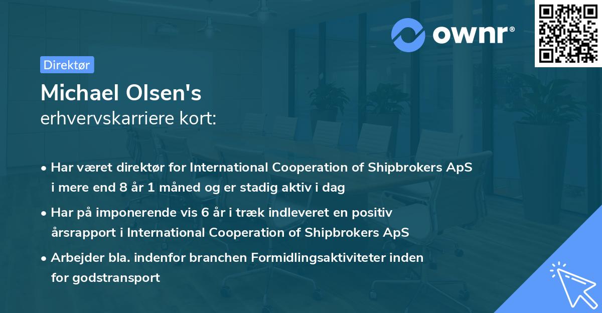 Michael Olsen's erhvervskarriere kort