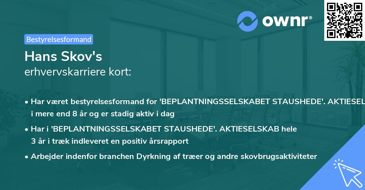 Hans Skov's erhvervskarriere kort