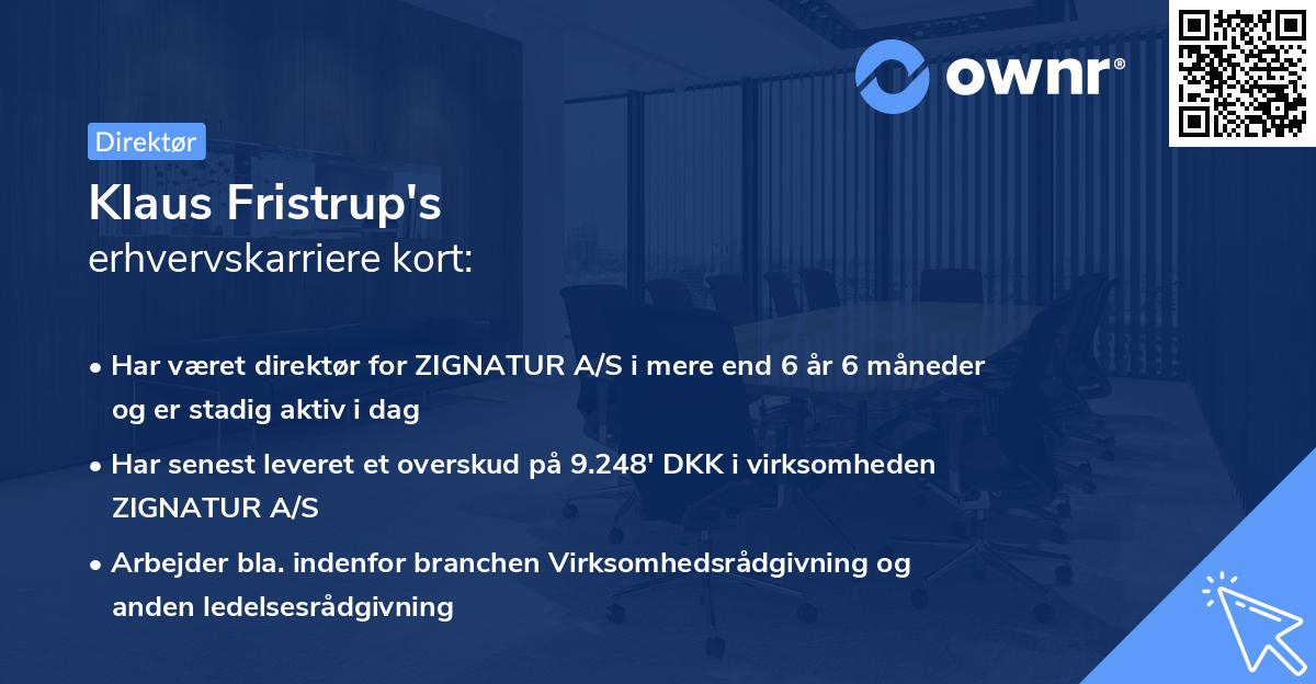 Klaus Fristrup's erhvervskarriere kort