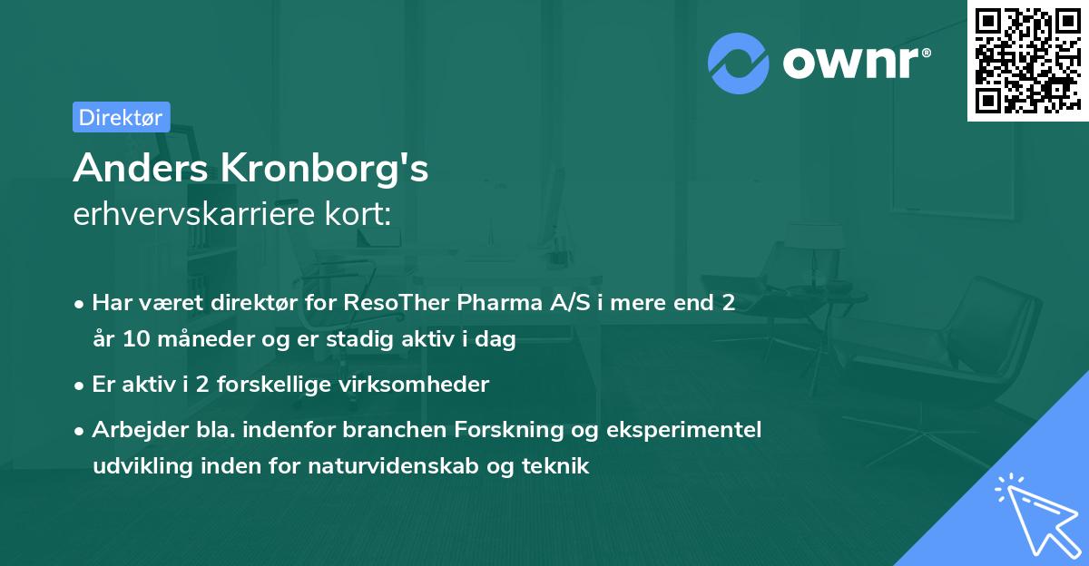 Anders Kronborg's erhvervskarriere kort