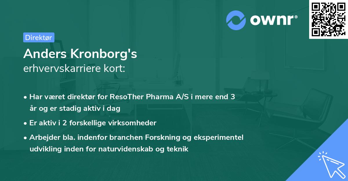 Anders Kronborg's erhvervskarriere kort