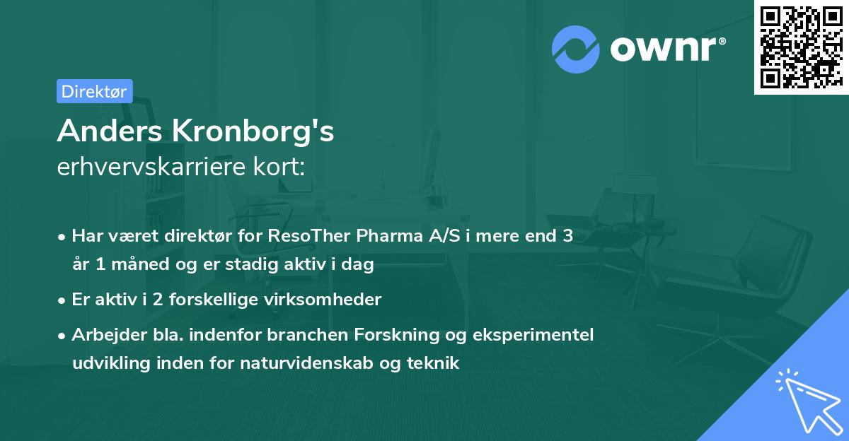 Anders Kronborg's erhvervskarriere kort