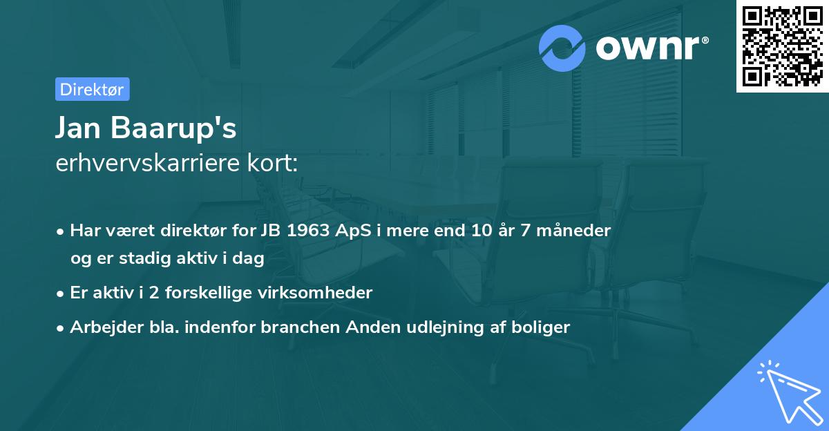 Jan Baarup's erhvervskarriere kort