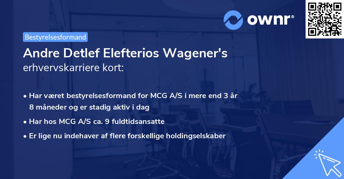 Andre Detlef Elefterios Wagener's erhvervskarriere kort