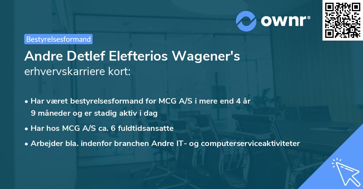 Andre Detlef Elefterios Wagener's erhvervskarriere kort