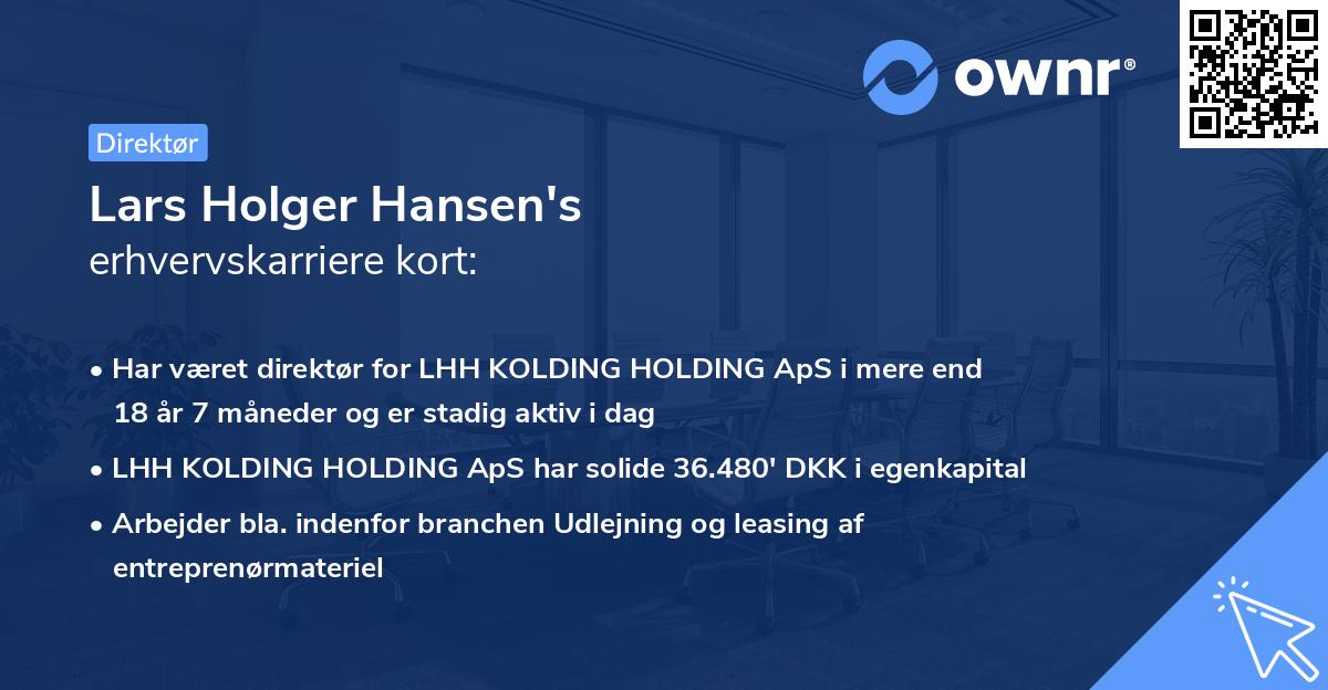 Lars Holger Hansen's erhvervskarriere kort