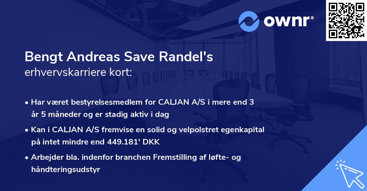 Bengt Andreas Save Randel's erhvervskarriere kort