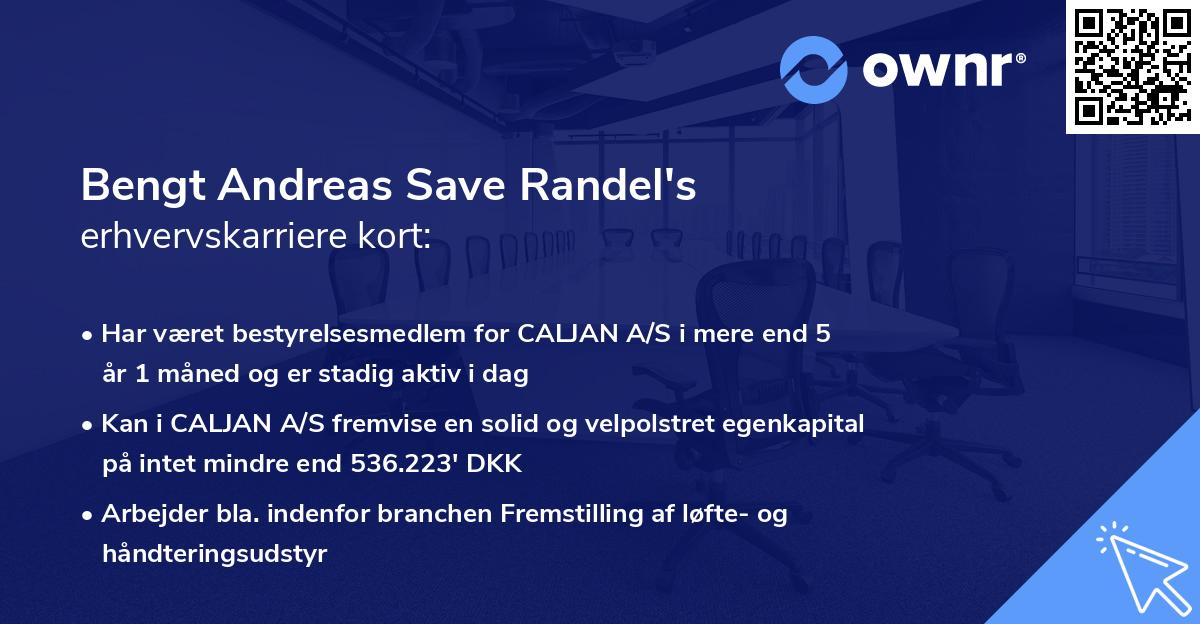 Bengt Andreas Save Randel's erhvervskarriere kort