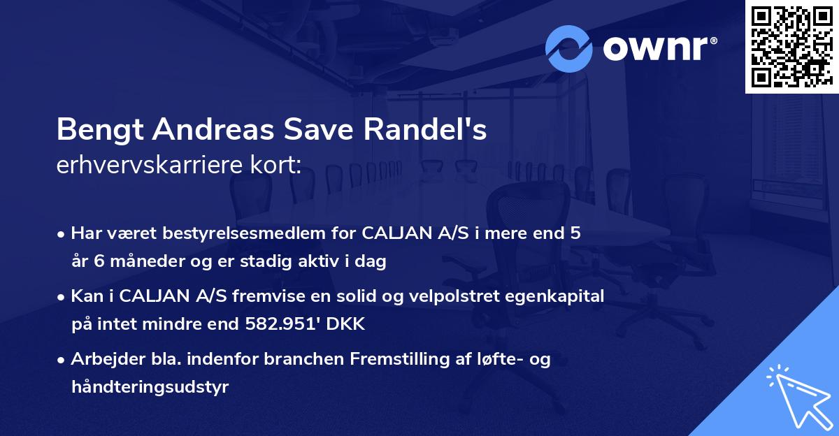 Bengt Andreas Save Randel's erhvervskarriere kort
