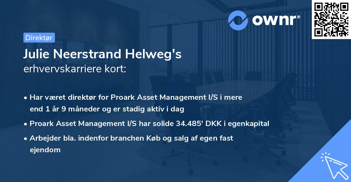 Julie Neerstrand Helweg's erhvervskarriere kort
