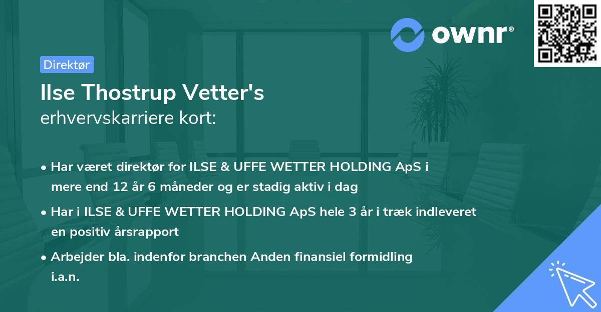 Ilse Thostrup Vetter's erhvervskarriere kort