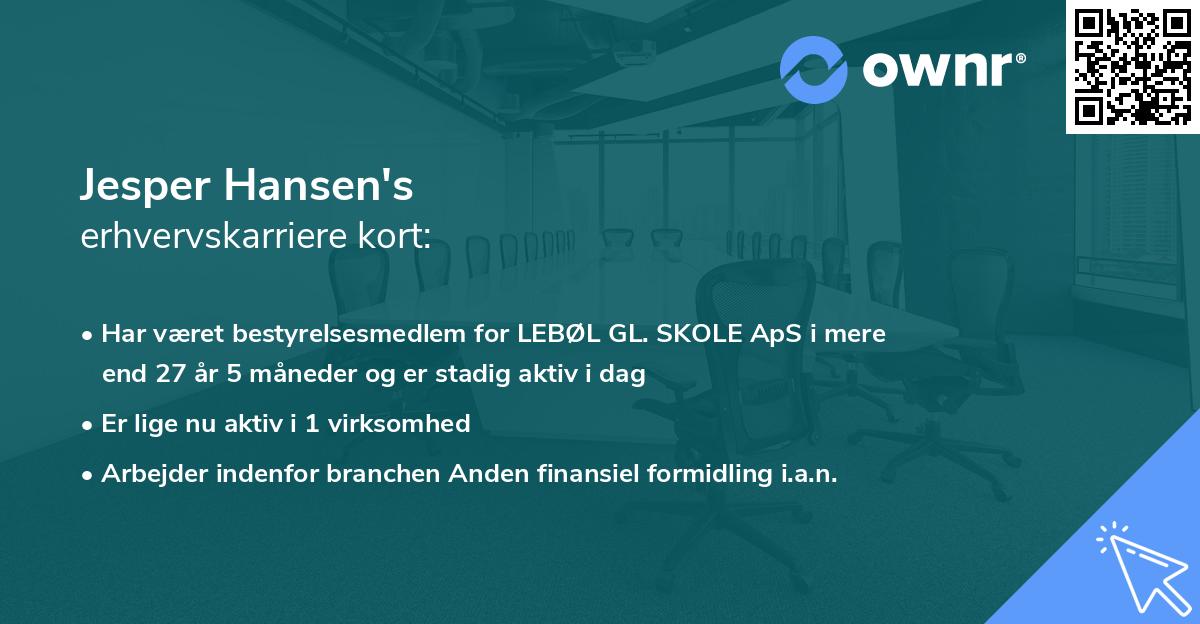 Jesper Hansen's erhvervskarriere kort