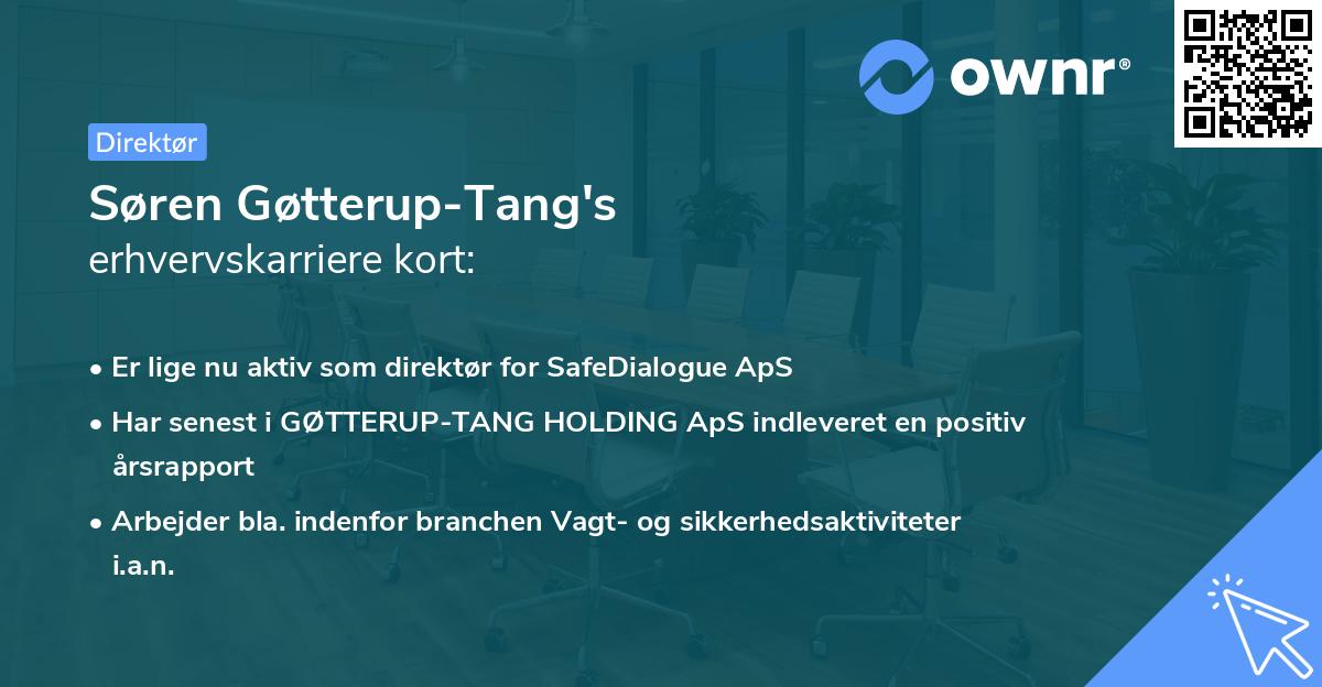 Søren Gøtterup-Tang's erhvervskarriere kort