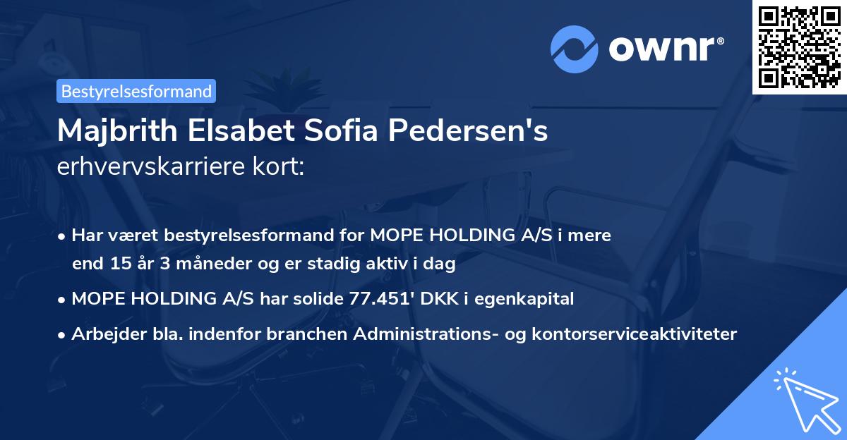 Majbrith Elsabet Sofia Pedersen's erhvervskarriere kort