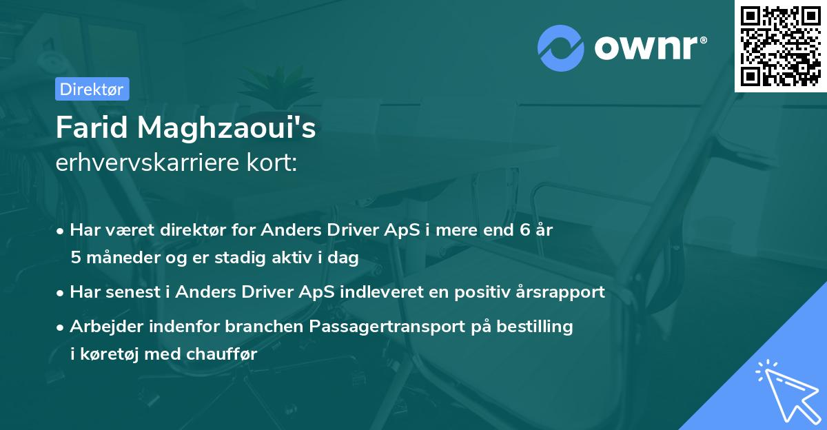 Farid Maghzaoui's erhvervskarriere kort