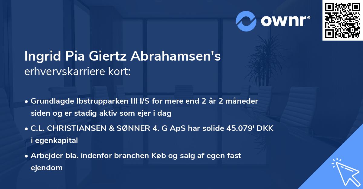 Ingrid Pia Giertz Abrahamsen's erhvervskarriere kort